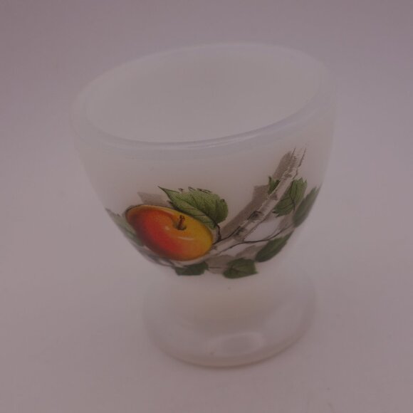 Set of Three(3)Arcopal Milk Glass Egg Cup feat "Fruits de France" (Apple)Pattern - Picture 2 of 16